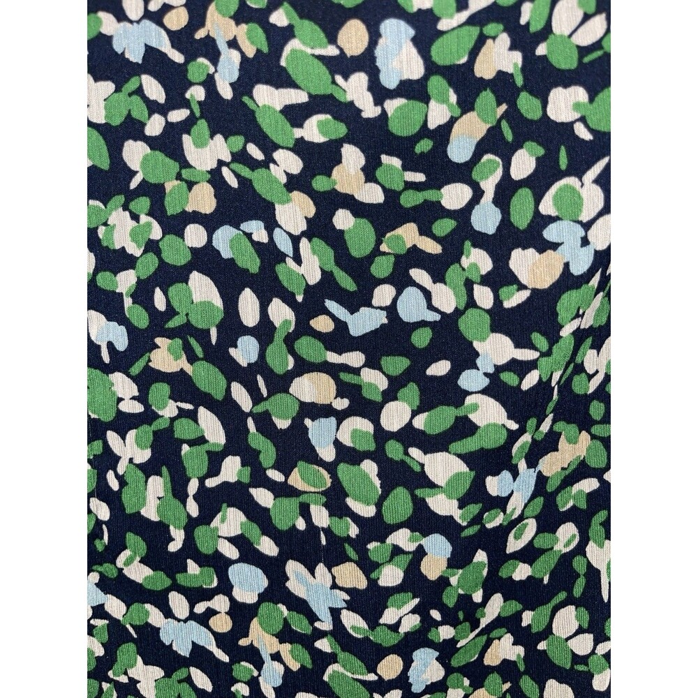 Chico’s Size 2 Shirt Navy Green Floral V-Neck Lined Long Sleeve Button Cuff Top - Picture 5 of 8
